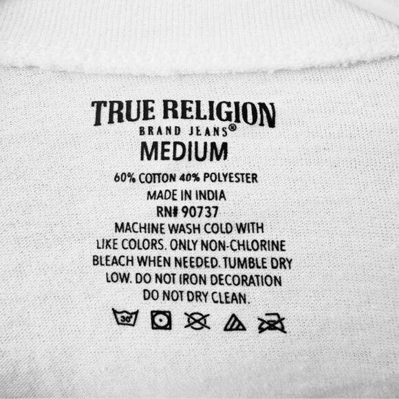 True Religion Men's V Neck Short Sleeve T Shirt White Size Medium Set Of 4 - Picture 4 of 7
